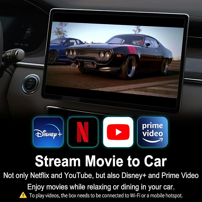 CarPlay AI Box 2025 Upgrade – Magic Box 3.0 with Wireless CarPlay & Android Auto, Bult-in Netflix, YouTube, Disney+, Prime Video | 5.8GHz WiFi, Auto Connect | for OEM Wired CarPlay Cars & Motorcycles