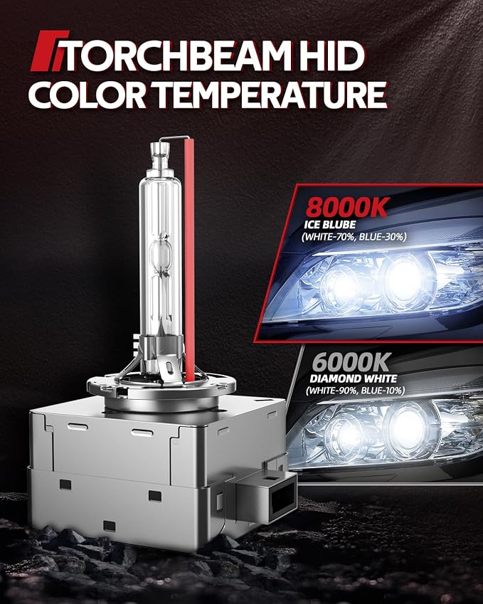 Torchbeam D3S HID Bulbs 8000K White Blue, 66340 42403 42302 (42403C1) for HID Replace, 35W Xenon Bulb Plug and Play, Pack of 2