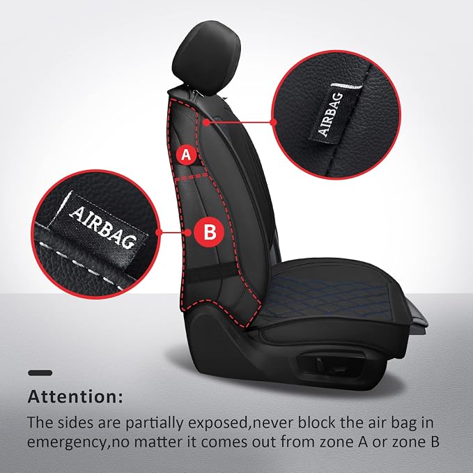 MIROZO Dodge Ram Seat Covers Full Set –Waterproof Truck Seat Covers Leather Car Seat Protector Fits 2009-2026 Ram 1500/2500/3500 Crew Quad Regular Cab Pickup with Split Flat Bench 40/60,Black and Blue