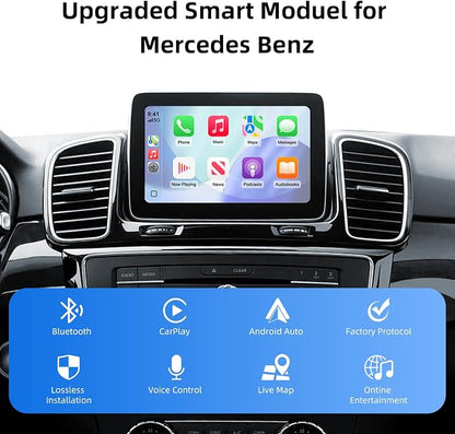 CarPlay Android Auto Adapter Decoder Retrofit Kit Fits Mercedes Benz 2015-2018 A/B/C/E/GLA/GLC/GLS/GLE with NTG System, Supports Wireless CarPlay Android Auto/Mirror Link/Camera/USB Drive/NAV