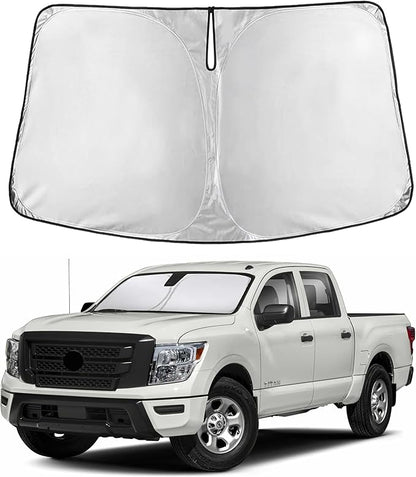 EcoNour Windshield Sunshade Compatible for Nissan Titan 2020-2022 2023 2024, Sun Visor for Front Windshield & Window Sun Shade Cover, UV Heat Blocker & Protector, Car Accessories