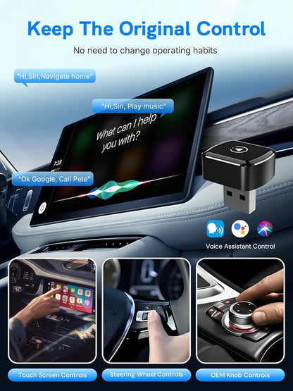 Wireless CarPlay Adapter for Apple iPhone， Mini car Play Android Auto Adapter，Converts Wired to Wireless CarPlay ， Multi-User Plug & Play Dongle No Latency，for iOS 10+&Android 11 (Black)
