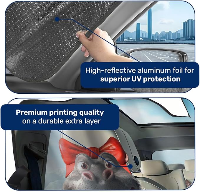 GENANY Moo Deng Windshield Cover for Car SUV Truck (55x30 Inches), Foldable Heat Shield, Shades for Front Windows, Protector Blocks UV, Car Decor