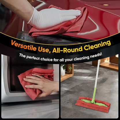 HOMEXCEL Red Shop Towels 100 Pack, Reusable Microfiber Cleaning Cloth Bulk, Multipurpose Microfiber Towels for Cars, House and Kitchen, Highly Absorbent Cleaning Rags 11.5 x 11.5 inch