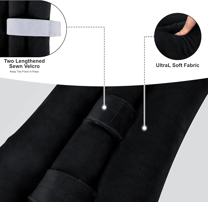 Seat Belt Pillow Post Surgery, Heart Pillows for After Heart Surgery Recovery, Chest Port Pacemaker Pillow for Chemo Patients Seatbelt, Gifts for Women After Hysterectomy (Black)