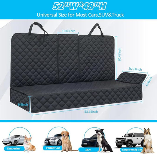 Dog Car Seat Cover for Back Seat Pet Cover for Dogs Waterproof Car Seat Protector Bench Seat Cover, Scratchproof Nonslip Durable Car Seat Covers for SUV,Truck &Cars (Standard Size:52W*48L)