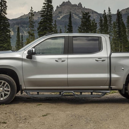 BINARY STAR Running Boards Compatible with 2019-2026 Chevy Silverado/GMC Sierra 1500 Crew Cab, 20-26 Silverado/Sierra 2500HD 3500HD Crew Cab, 4-Steps Design Running Boards, Carbon Steel Side Step