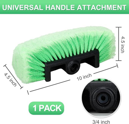 Vesici 1 Pcs Car Wash Brush Head with Soft Detailing Bristle Flow Thru Car Cleaning Brush Exterior Cars Wash Equipment for Auto Truck RV Boat Camper Washing, 10 Inch (Green)