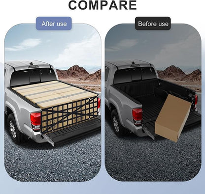 Tailgate Net - for Full Size Truck Cargo Net Compatible with Ford, Chevy, Dodge,Ram etc - Tail Gate Extender Nets for Pickup Truck Bed Accessories (59"x18")