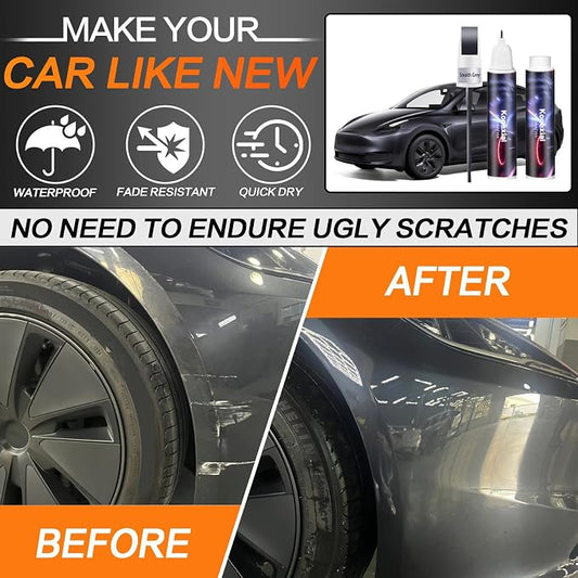 (Stealth Grey PN01) Car Touch up Paint Compatible with Tesla Model Y/3/X/S, Premium Car Scratch Remover for Deep Scratches, Car Paint Pen Scratch Repair Two-In-One Touch Up Paint