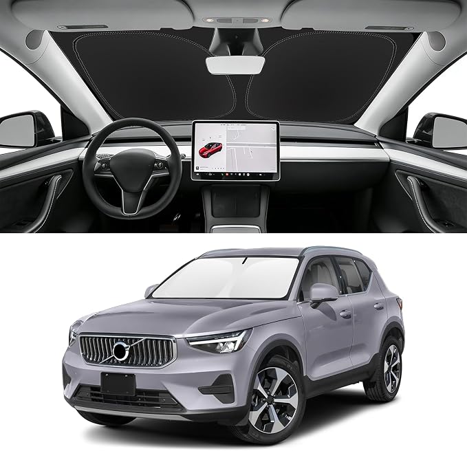 Custom Fit Windshield Sun Shade for Volvo XC40 2019-2026, Blocks UV & Heat, Front Window Sunshade Accessorie, Easy Fold & Store Keep Your Car Cooler