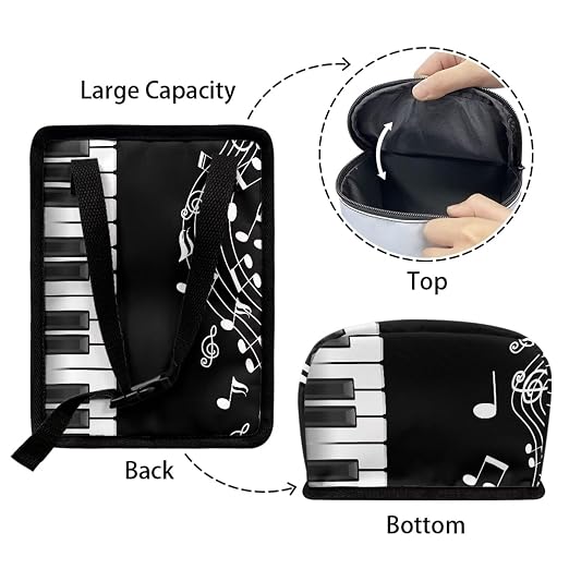 Talayituse Music Note Piano Key Print Car Trash Can with Lid, Leak Proof Auto Trash Bag Hanging Vehicle Garbage Can Multipurpose Storage Container for Back Seat Road Trip