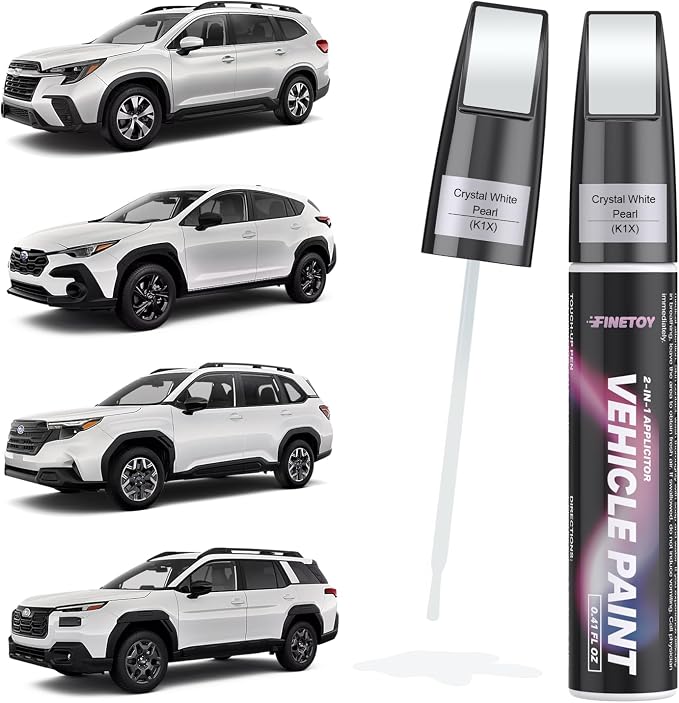 Crystal White Pearl(K1X) Touch up Paint for Subaru, Quick & Easy Fix for Car Scratches, 2 in 1 Car Touch up Paint with Pen Tip and Brush, Auto Scratch Repair Pen with Exact Color Match