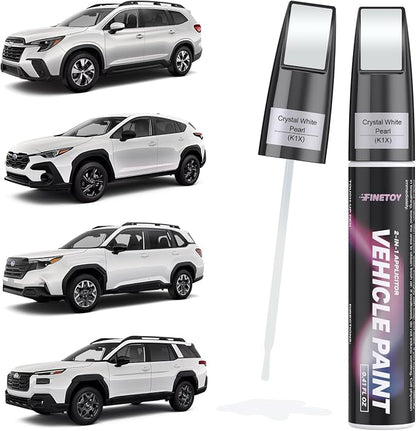 Crystal White Pearl(K1X) Touch up Paint for Subaru, Quick & Easy Fix for Car Scratches, 2 in 1 Car Touch up Paint with Pen Tip and Brush, Auto Scratch Repair Pen with Exact Color Match