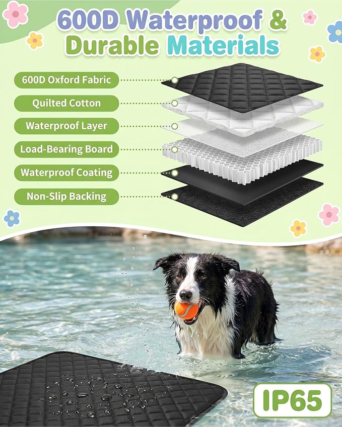 Victoper Back Seat Extender for Dogs, Dog Car Seat Cover with Detachable Hard Bottom Holds 440 LB, 600D Heavy Dog Seat Cover with Seatbelt, 100% Waterproof Backseat Extender for Sedan SUV Truck