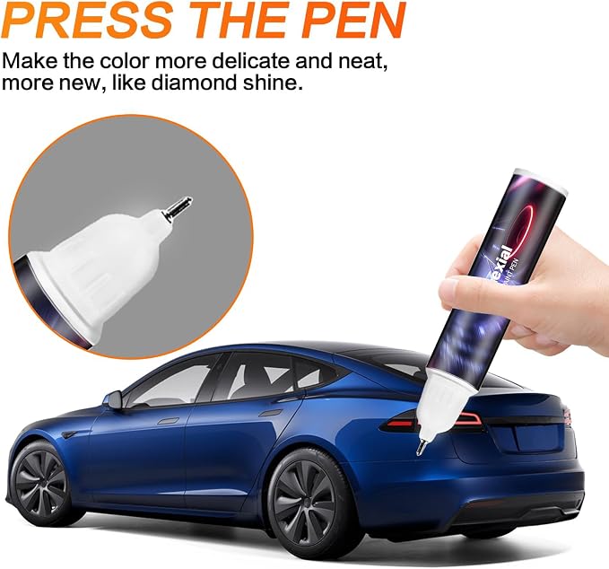 (Deep Blue Metallic PPSB) Car Touch up Paint Compatible with Tesla Model Y/3/X/S, Premium Car Scratch Remover for Deep Scratches, Car Paint Pen Scratch Repair Two-In-One Touch Up Paint