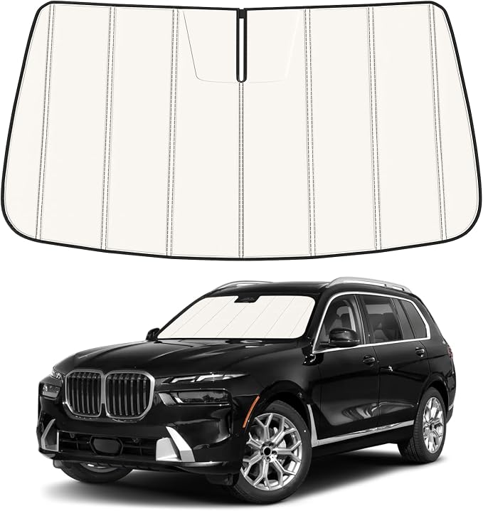 Windshield Sun Shade for BMW X7 2019-2025 2026, Front Window Visor Accessories, Folding Design Blocks Heat & UV Rays Maintain Cool Interior and Save Space