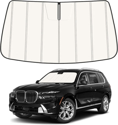 Windshield Sun Shade for BMW X7 2019-2025 2026, Front Window Visor Accessories, Folding Design Blocks Heat & UV Rays Maintain Cool Interior and Save Space