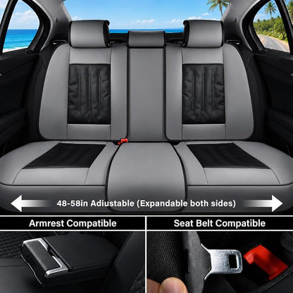 Coverado Seat Covers Full Set, Car Seat Covers 5 Seats, Front and Back Car Seat Protector, Automotive Seat Covers Fit for Most Sedans SUV Pick-ups Trucks, Gray&Black