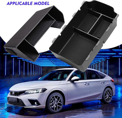 2024 2025 2026 Civic Center Console Organizer Tray for 2023 2022 Honda Civic 11th Gen Sedan Hatchback LX EX Sport 2022 Accessories Civic 2023 Central Console Organizer Insert Tray(2pcs)