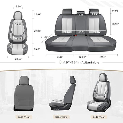 Coverado Car Seat Covers Full Set, Car Seat Protector Waterproof, Nappa Leather Car Seat Cushion, Seat Covers for Cars, Front Seats and Back Universal Fit for Most Cars
