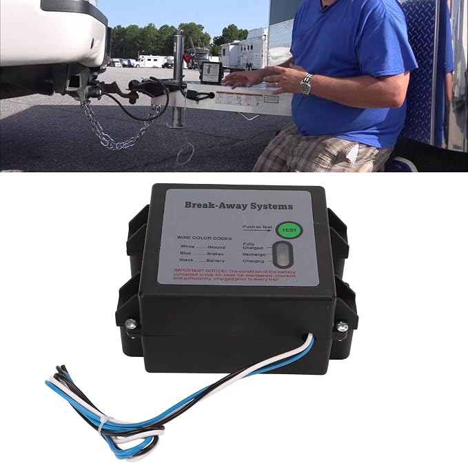 12V LED Trailer Brake Breakaway Safety Kit with Battery Meter Universal Towing Break Away System for Trailers