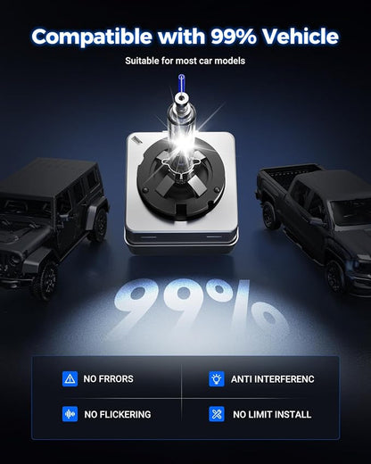 Marsauto D1S HID Bulbs, 6000K Cold White 66144 66140 85140 85415 Xenon Bulb Replacement, Plug-and-Play 5 Years Lifespan, IP67 Waterproof Design, Up to 600% Brightness, Pack of 2