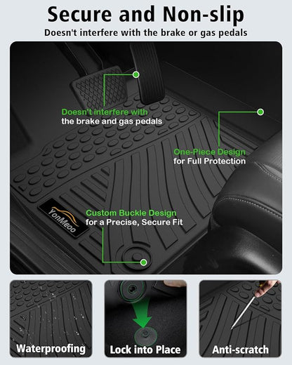 Floor Mats Custom Fit for Kia Sorento 2021-2025 2026 6&7 Seats (Not for Hybrid) Trunk Mat with Backrest Mat All Weather TPE Rubber Cargo Liner Back Seat Protector Full Set for Sorento Accessories