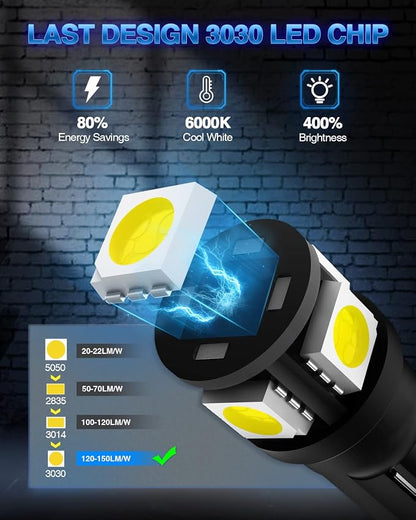 Marsauto T10 168 194 2825 LED Light Bulbs Super Bright 5SMD Exterior License Plate Lights Lamp, Car Interior Courtesy Dome Lights Map White, Pack of 10