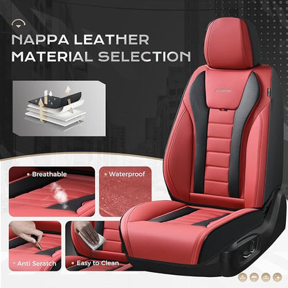 Coverado Car Seat Covers Full Set, Seat Covers for Cars, Front Seat Covers and Back Seat Cover Waterproof Leather Automotive Seat Cover, Universal Car Interior Protectors Cushion for Most Cars