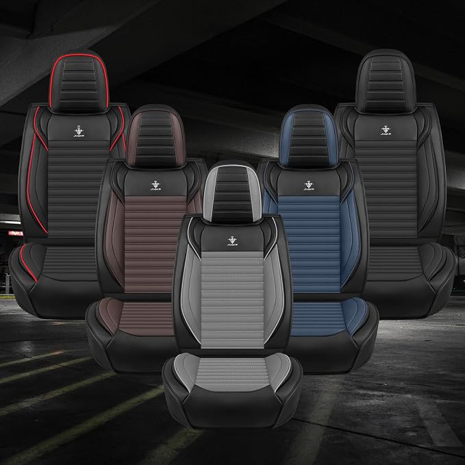 Seat Covers Full Set Fit for Nissan Rogue 2015-2026, Breathable and Comfortable Leather Car Seat Cover, Standard Waterproof Cushion Cover Auto Interior Accessories (Black Gray)