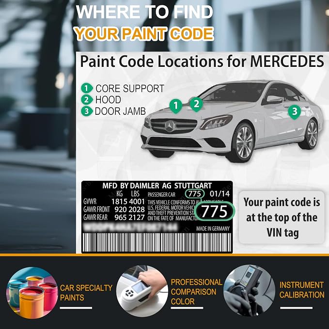 Car Touch Up Paint(650/9650 Calcite/Cirrus White) for Mercedes-Benz, Color Accurate Car Scratch Repair Remover Pen,Auto Paint Quick and Easy to fix vehicle Chips and Nicks Scuff