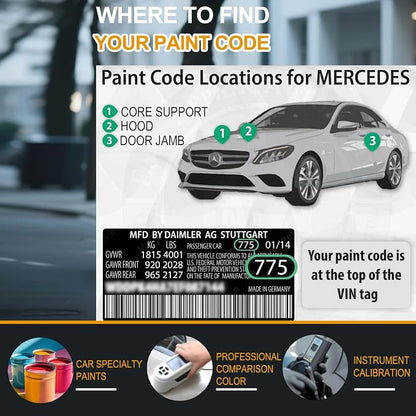Car Touch Up Paint(149/9149 Polar White) for Mercedes-Benz, Color Accurate Car Scratch Repair Remover Pen,Auto Paint Quick and Easy to fix vehicle Chips and Nicks Scuff