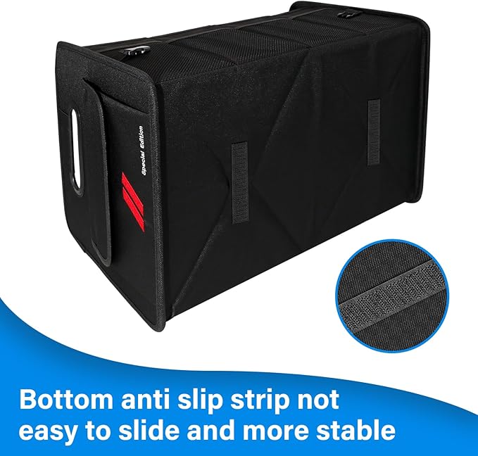 Car Trunk Organizer for Dodge Charger Durango Challenger Collapsible 2 Compartment Automotive Storage Box with Handle Non Slip Bottom Sturdy Side Walls for Dodge Accessories (Red)