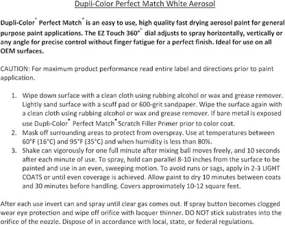Dupli-Color Perfect Match Premium Automotive Paint, White, 8 oz