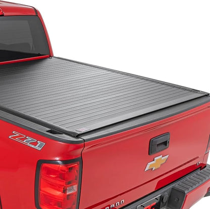 Rough Country Hard Roll-Up Tonneau Cover for Chevy Silverado & GMC Sierra 1500 (2014-2018) - Aluminum Truck Bed Cover, Fits 5'9 Bed