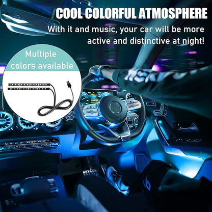 Yourkar Car LED Strip Light, 24 LED Auto Interior Under Dash Atmosphere Lights with USB Port, Vehicle Decor Lamp Ambient Night Light Strip Lighting Kit, Universal Car Accessories (Ice Blue)