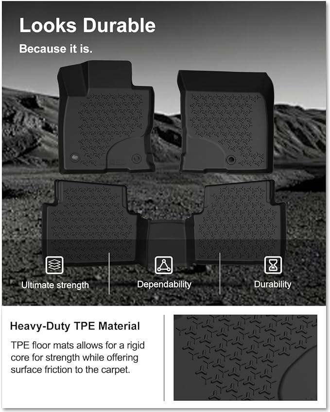 Kiwi Master Floor Mats for 2021-2026 Ford Bronco Sport | OEM Replacement MP1Z-7813300-AA, Custom Fit, All Weather Car Mats, Heavy Duty TPE Floor Liners, Front & Rear 2 Row, Black