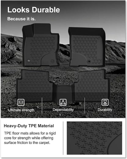Kiwi Master Floor Mats for 2021-2026 Ford Bronco Sport | OEM Replacement MP1Z-7813300-AA, Custom Fit, All Weather Car Mats, Heavy Duty TPE Floor Liners, Front & Rear 2 Row, Black