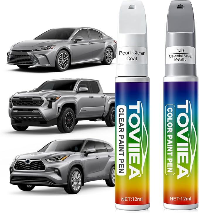 Celestial Silver Metallic(1J9) Touch Up Paint Compatible with TOYOTA,2-In-1 Car Scratch Remover Pen,Car Paint Scratch Repair Kit for Scratches,Chips & Nicks,2-PCS SET