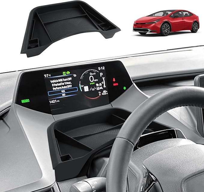ECOZEN Dash Console Organizer For 2023-2026 Toyota Prius - Dashboard Storage Tray Behind Steering Wheel Center Console Organizer - 2023 2024 2025 2026 Prius Interior Accessories