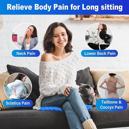 Gel Seat Cushion for Long Sitting Pressure Relief(Super Large & Thick) - Gel Cushions for Office Chairs - Tailbone Pain Relief Cushion, Sciatica & Back Support, Wheelchair Cushions & Car Seat Cushion