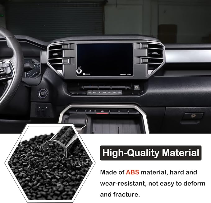 Car Center Console Air Conditioning Outlet Trim Cover Kit Compatible with Toyota Tundra/Sequoia 2022-2026, ABS Dashboard Side A/C Vent Panel Protective Frame Decoration Accessories, For 8-inch Screen