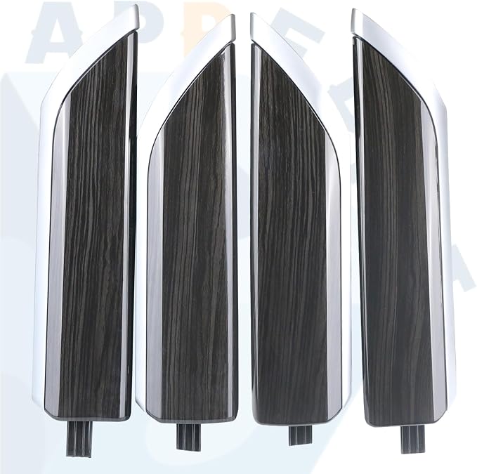 Interior Door Panel Trim Molding Kit Black Wood Grain Compatible with Chevy Silverado & GMC Sierra Crew Cab Truck Door Parts Accessories 2019-2024