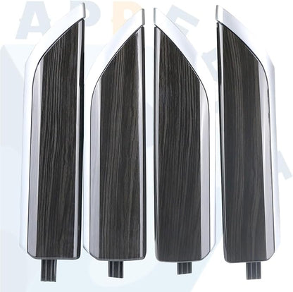 Interior Door Panel Trim Molding Kit Black Wood Grain Compatible with Chevy Silverado & GMC Sierra Crew Cab Truck Door Parts Accessories 2019-2024