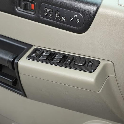 Inner Window Switch Panel Cover for Hummer H2 2003-2007,Window Lift Switch Cover Interior Button Trim Kit,1 Set of 4,Interior Accessories (Carbon Fiber Style)