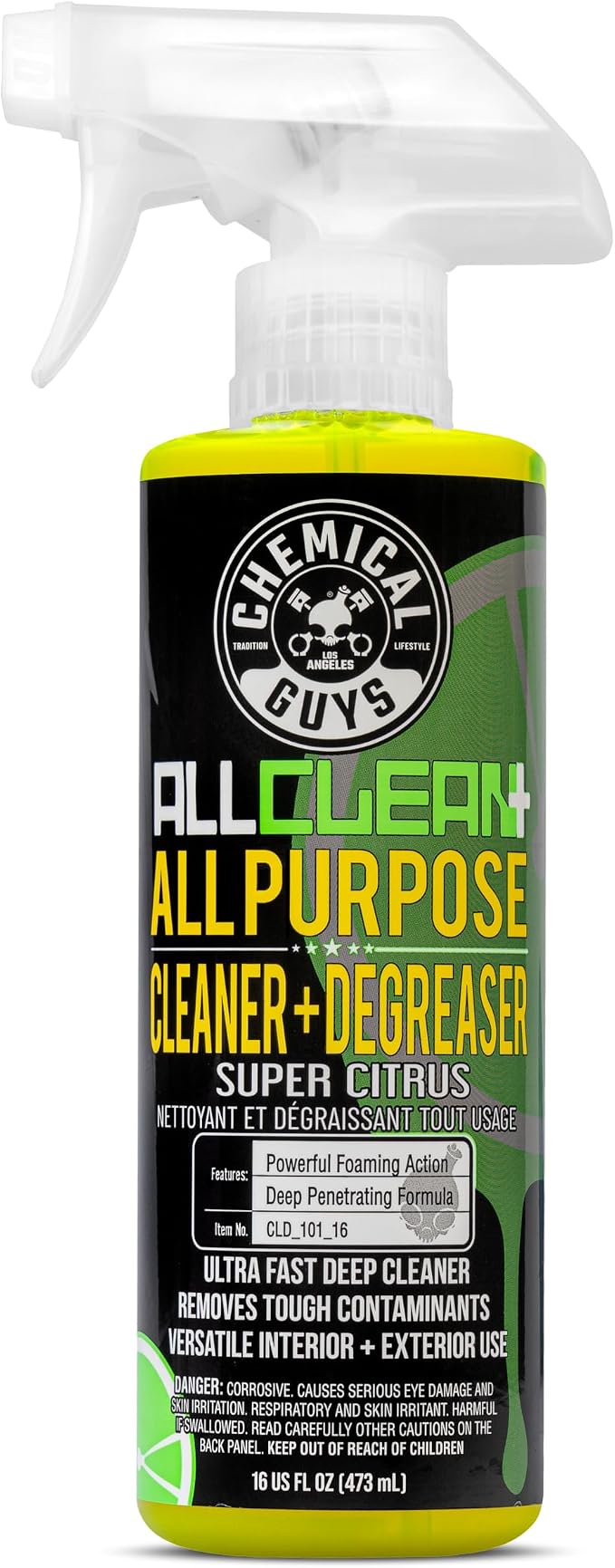 Chemical Guys CLD_101_16 All Clean+ Citrus Based All Purpose Super Cleaner, Safe for Cars, Trucks, SUVs, Motorcycles, RVs & More, 16 fl oz, Citrus Scent