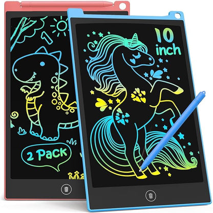 TECJOE 10 Inch 2 Pack LCD Writing Tablet, Colorful Doodle Board Drawing Tablet for Kids, No Mess Toddler Travel Learning Toys, Christmas Birthday Gifts for 3 4 5 6 7 8 Year Old Boys Girls Preschooler