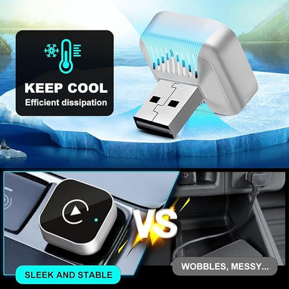 Wireless CarPlay Adapter for iPhone, Apple CarPlay Wireless Converter | 2026 Upgrade Plug & Play Mini USB CarPlay Dongle, Fast Stable Connection for Wired CarPlay Cars