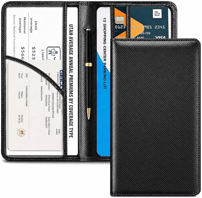 CoBak Car Registration and Insurance Holder - Vehicle Glove Box Car Organizer,Auto Truck Comparment Accessories Case with Magnetic Closure for Driver License,Cards